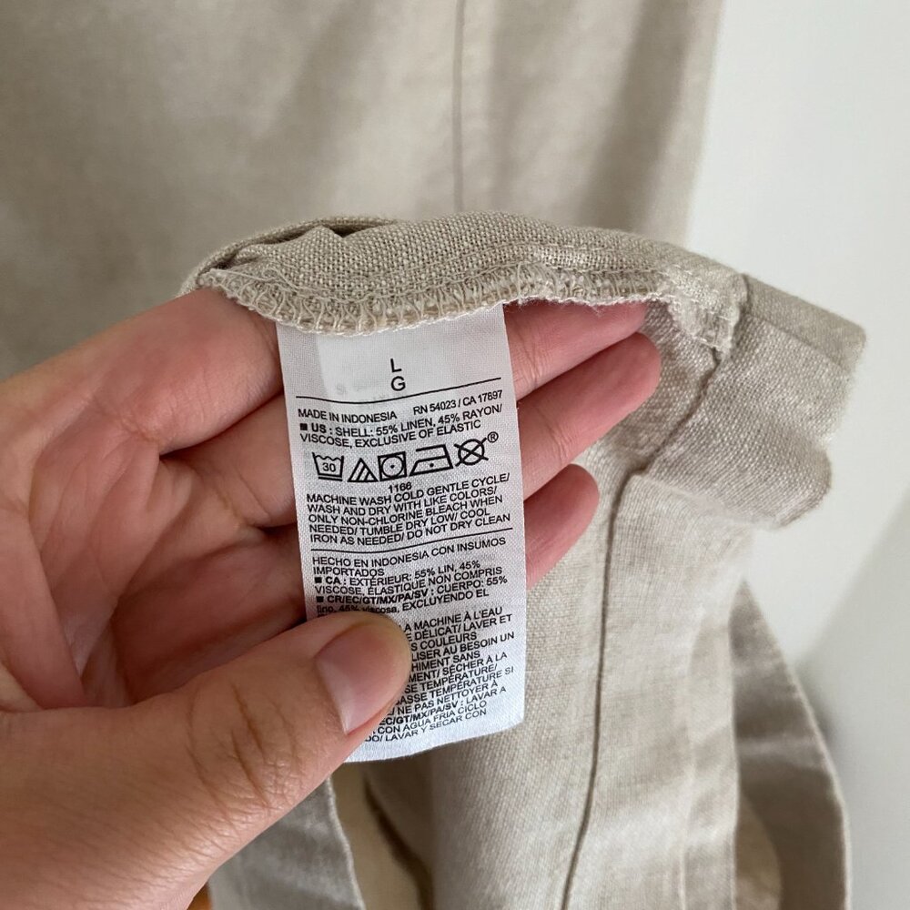 NEW Old Navy Square-Neck Linen-Blend Mini Dress in Flax Linen Size L - Picture 7 of 7